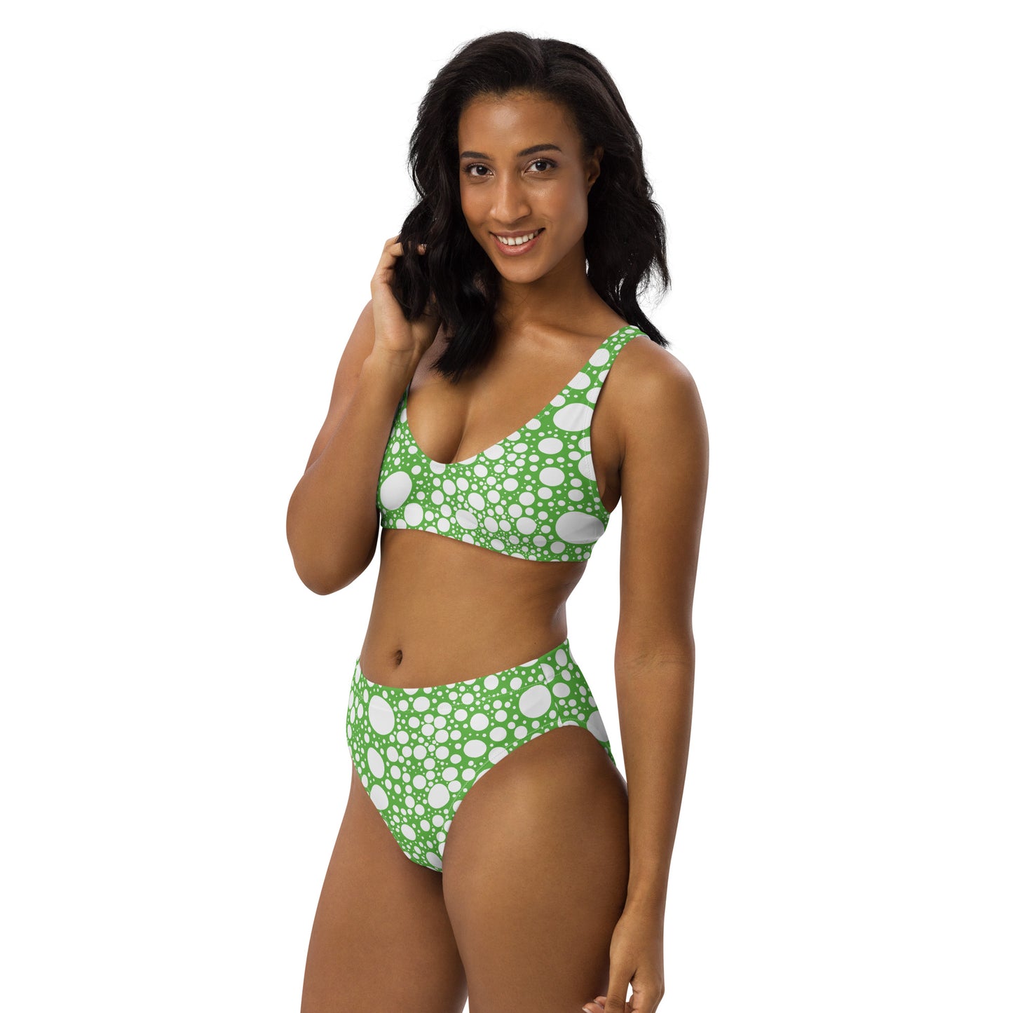 Blanca Ink Spots on Green Recycled high-waisted bikini