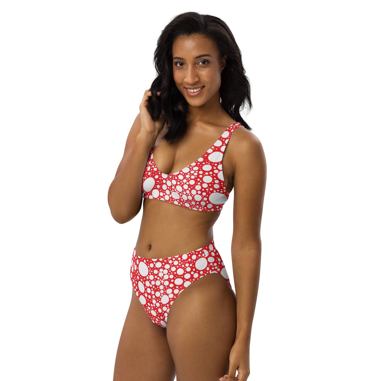 Blanca Ink Spots on Red Recycled high-waisted bikini