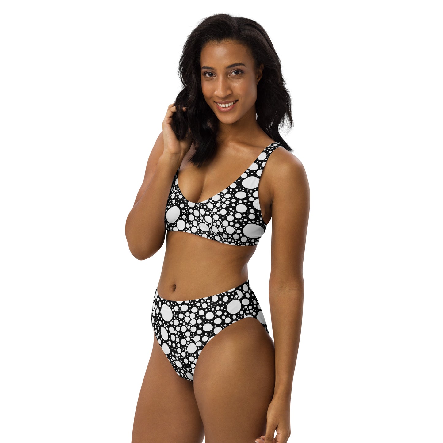 Blanca Ink Spots Black Recycled high-waisted bikini