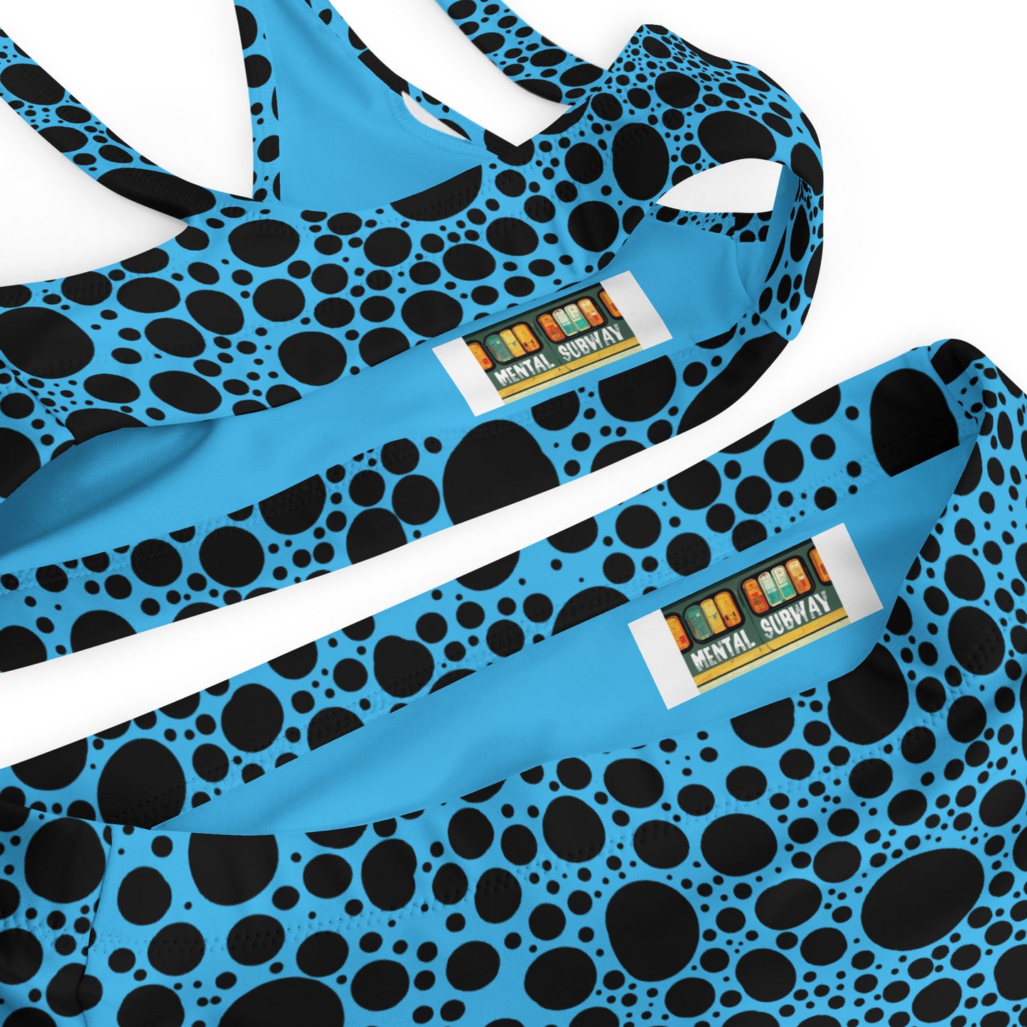 Noir Pointillism On Blue Recycled high-waisted bikini