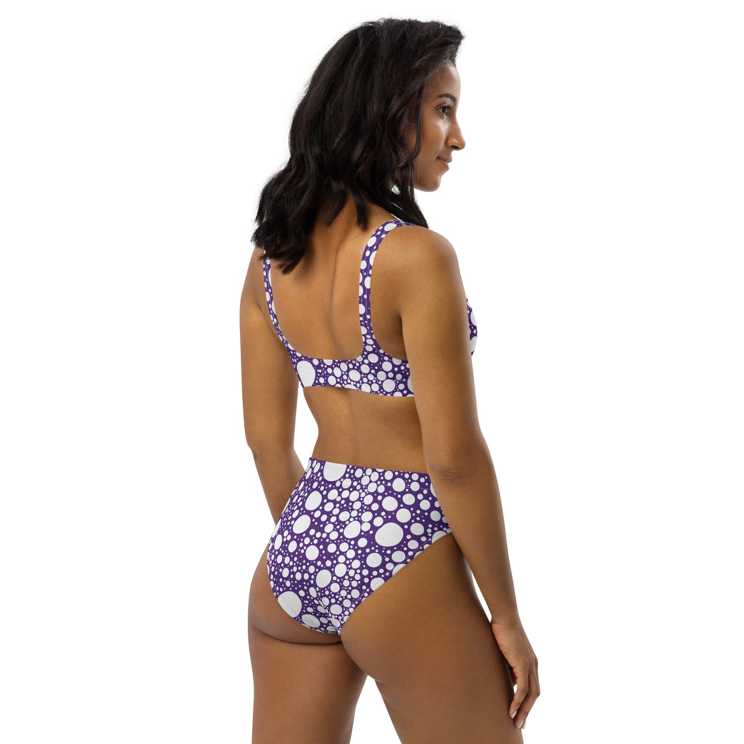 Blanca Ink Spots on Purple Recycled high-waisted bikini