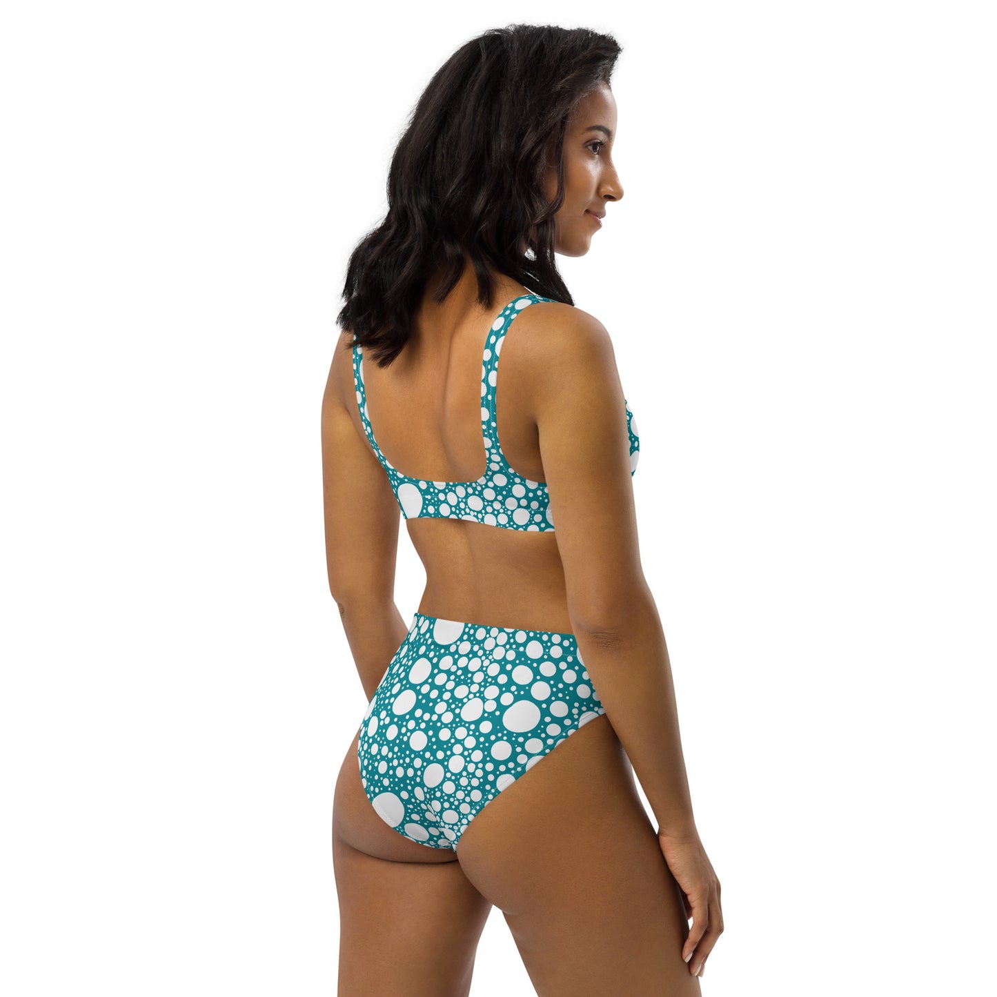 Blanca Ink Spots Blue Recycled high-waisted bikini