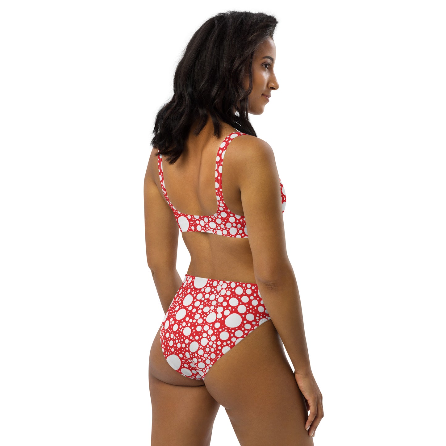 Blanca Ink Spots on Red Recycled high-waisted bikini