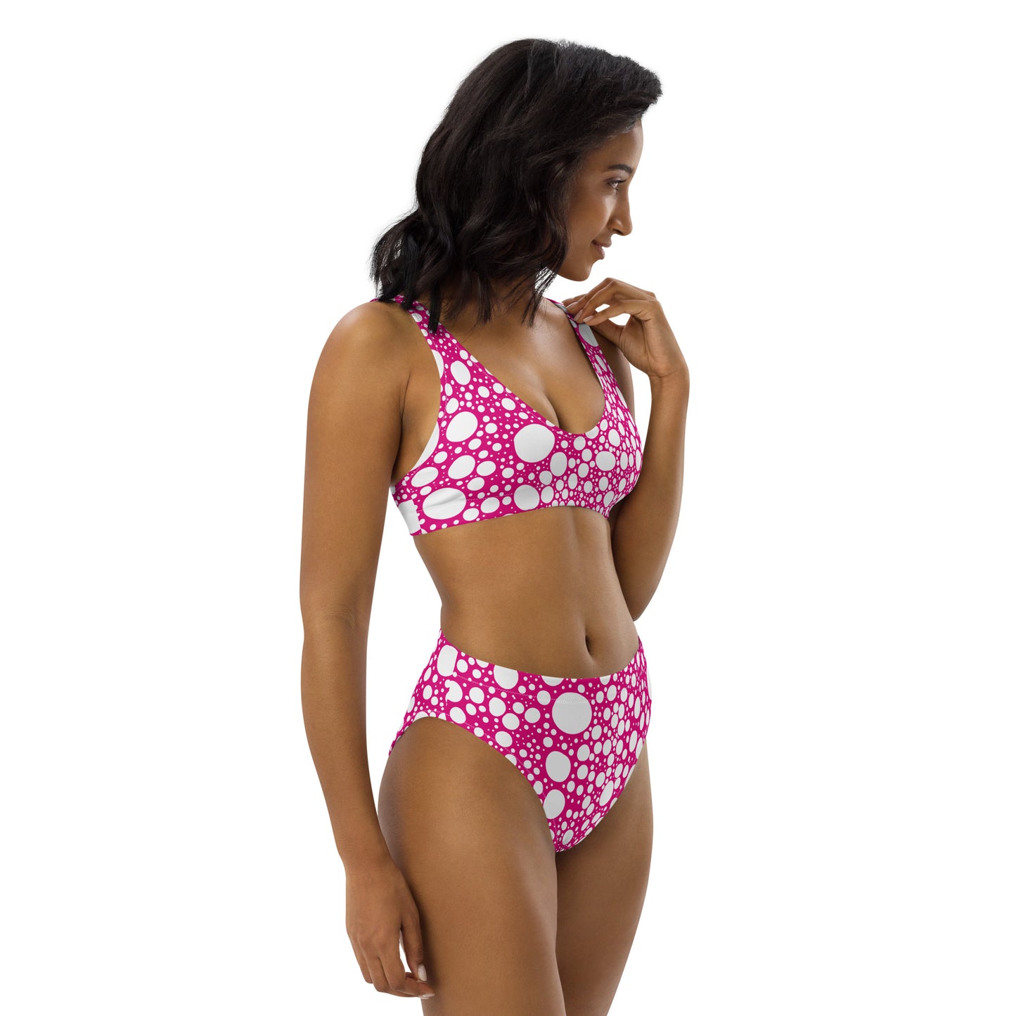 Blanca Ink Spots on Pink Recycled high-waisted bikini