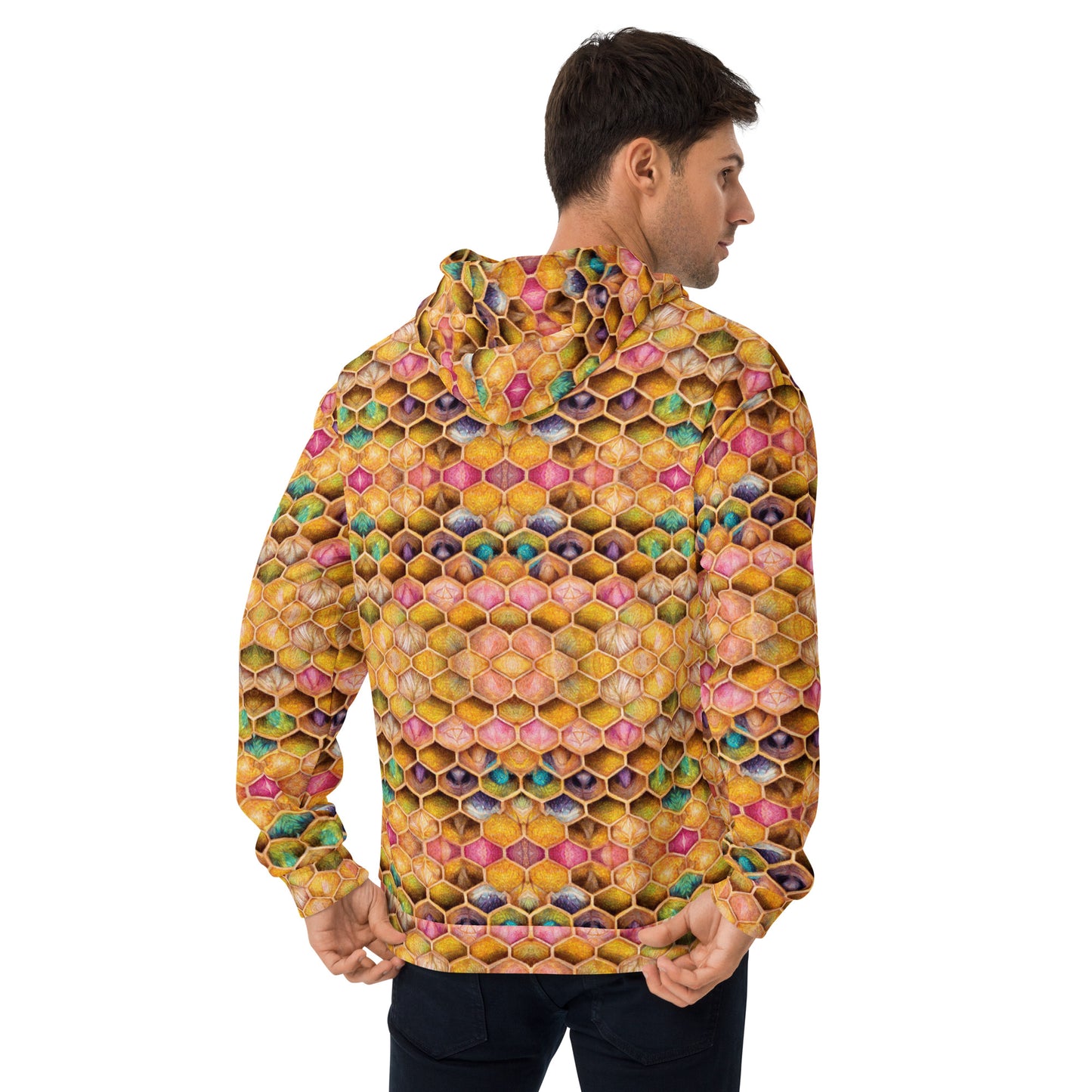 Rainbow Hive Radiance Men’s Hoodie