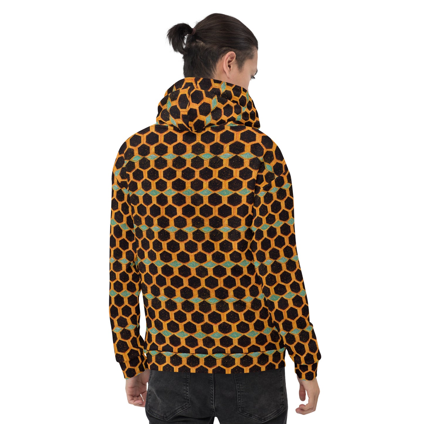 Teal and Gold Bee Bungalow Men’s Hoodie