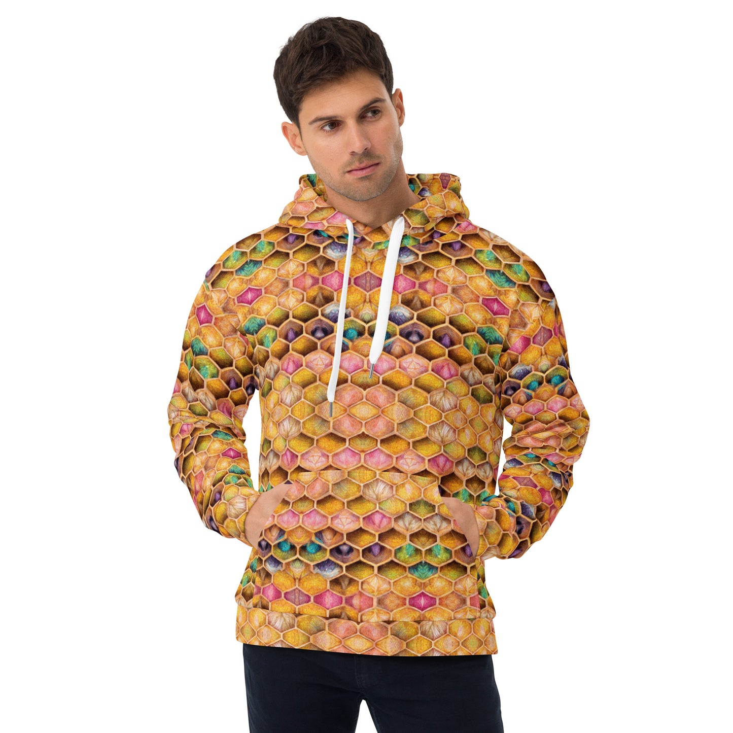 Rainbow Hive Radiance Men’s Hoodie