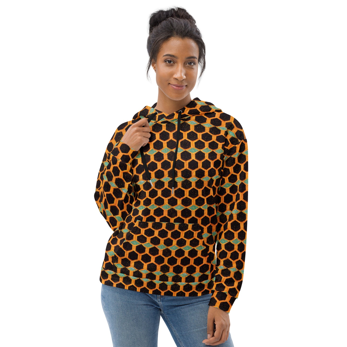 Teal and Gold Bee Bungalow Women’s Hoodie