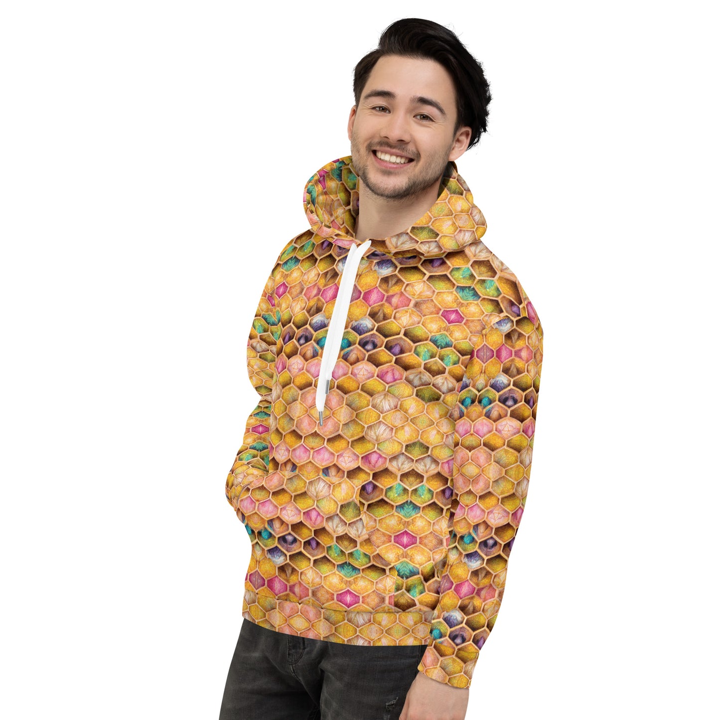 Rainbow Hive Radiance Men’s Hoodie