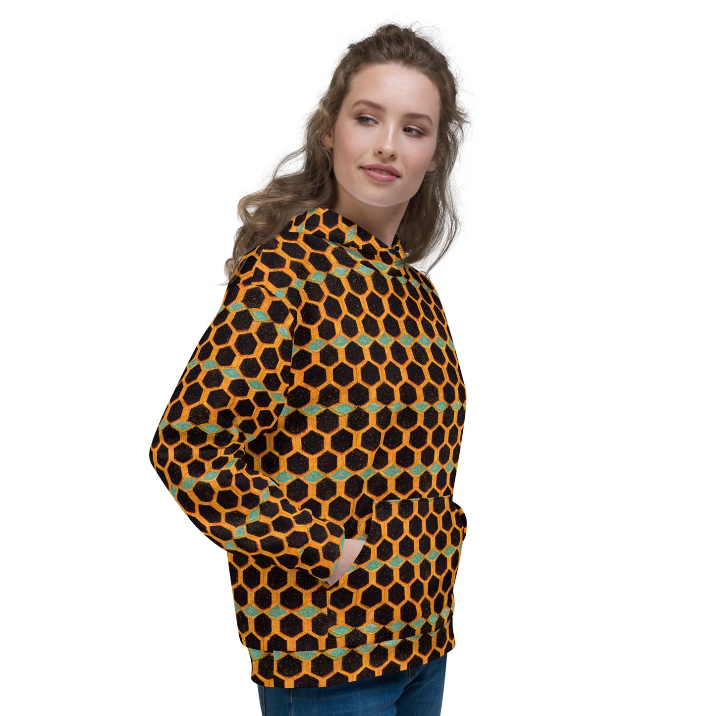 Teal and Gold Bee Bungalow Women’s Hoodie