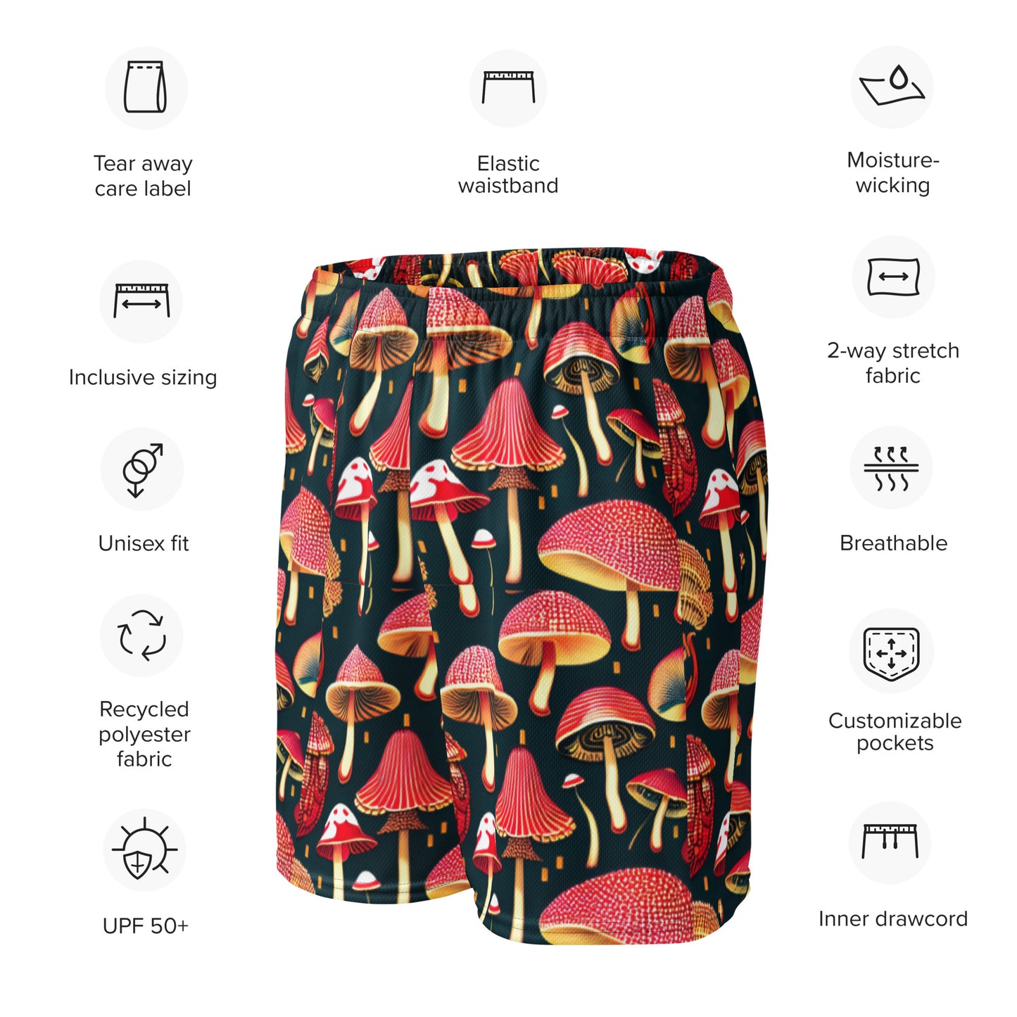 Whimsical Mushrooms Men’s mesh shorts