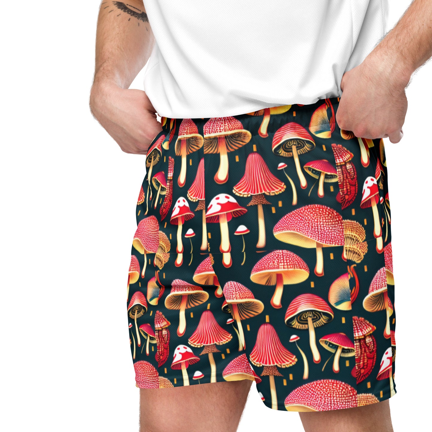 Whimsical Mushrooms Men’s mesh shorts