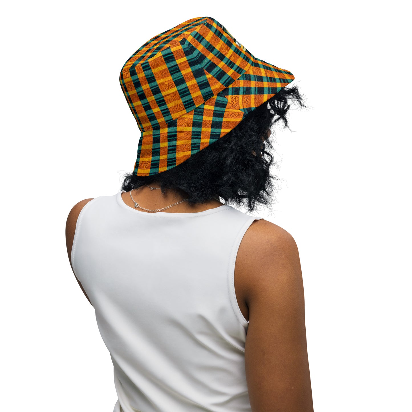 Teal & Tangerine Tapestry Reversible bucket hat