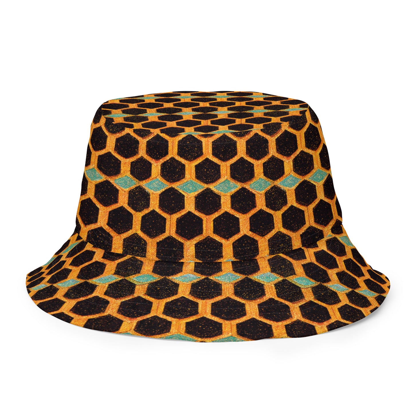 Teal and Gold Bee Bungalow Reversible bucket hat