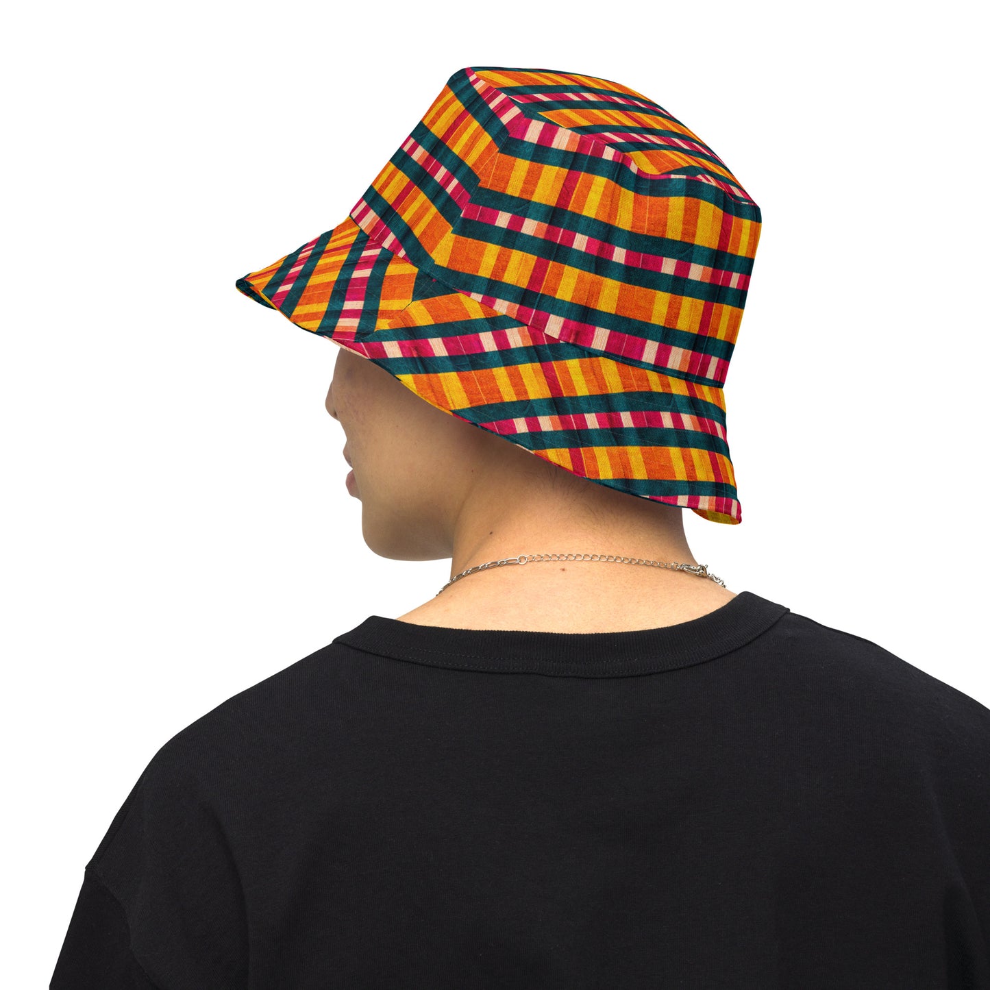 Tropical Fiesta Plaid Reversible bucket hat