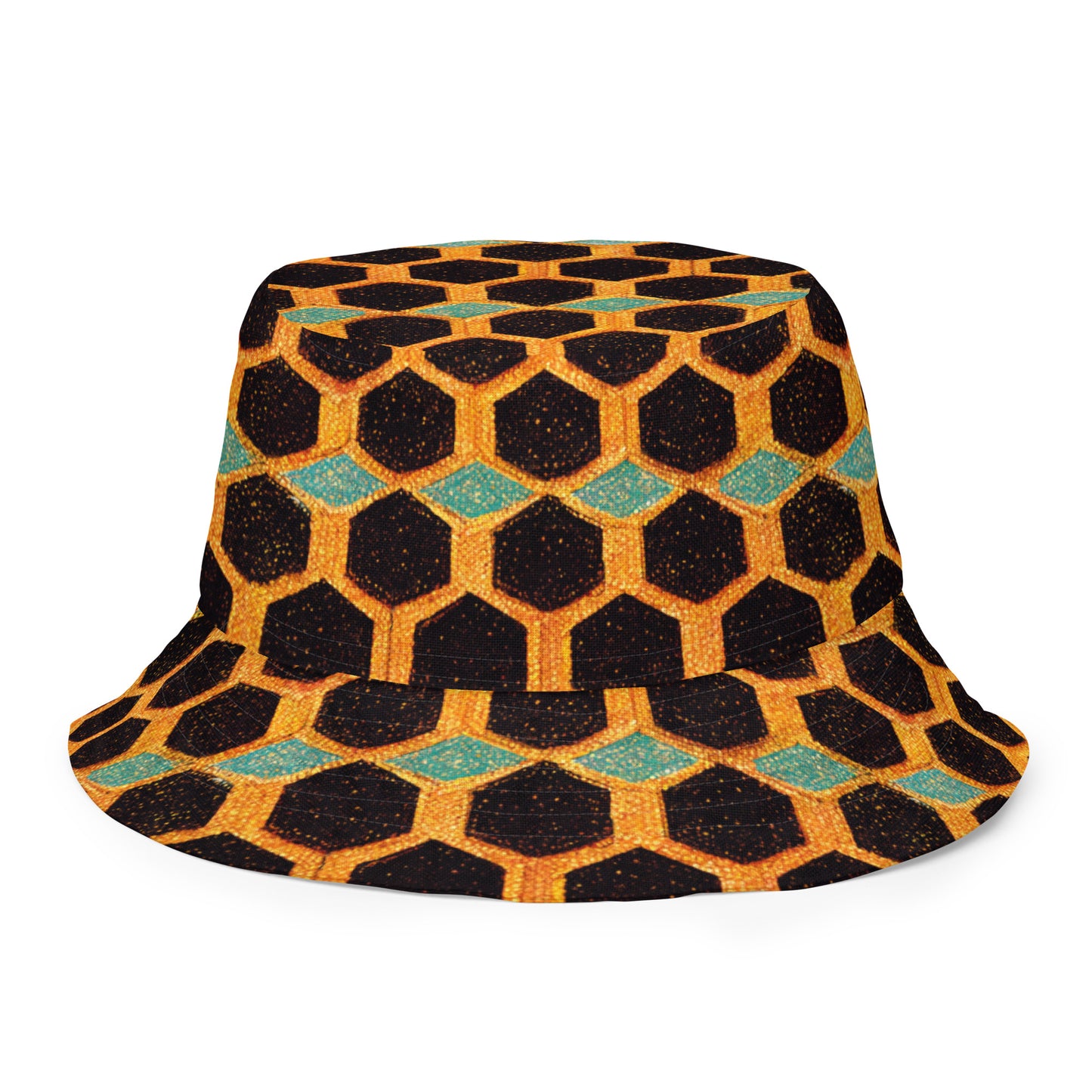 Teal and Gold Bee Bungalow Reversible bucket hat