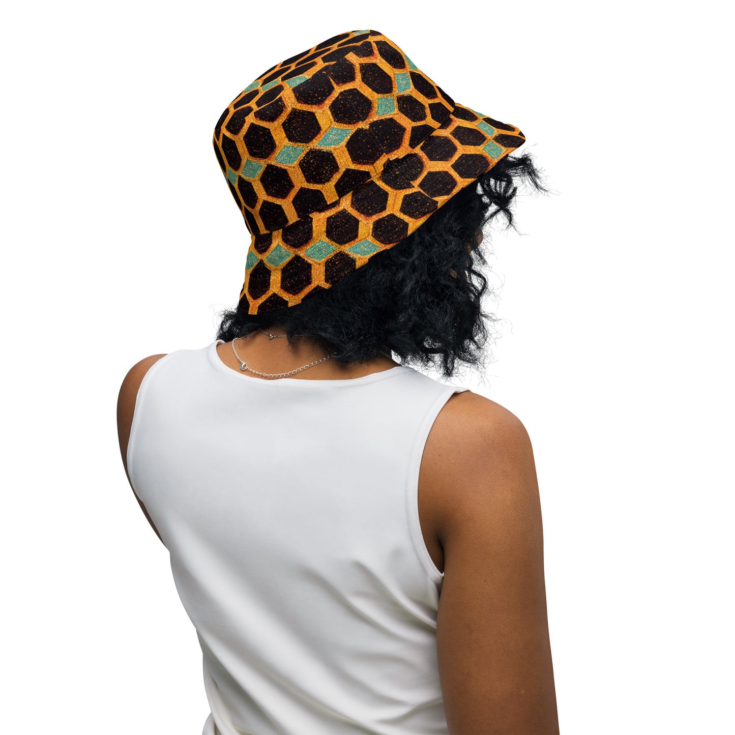 Teal and Gold Bee Bungalow Reversible bucket hat