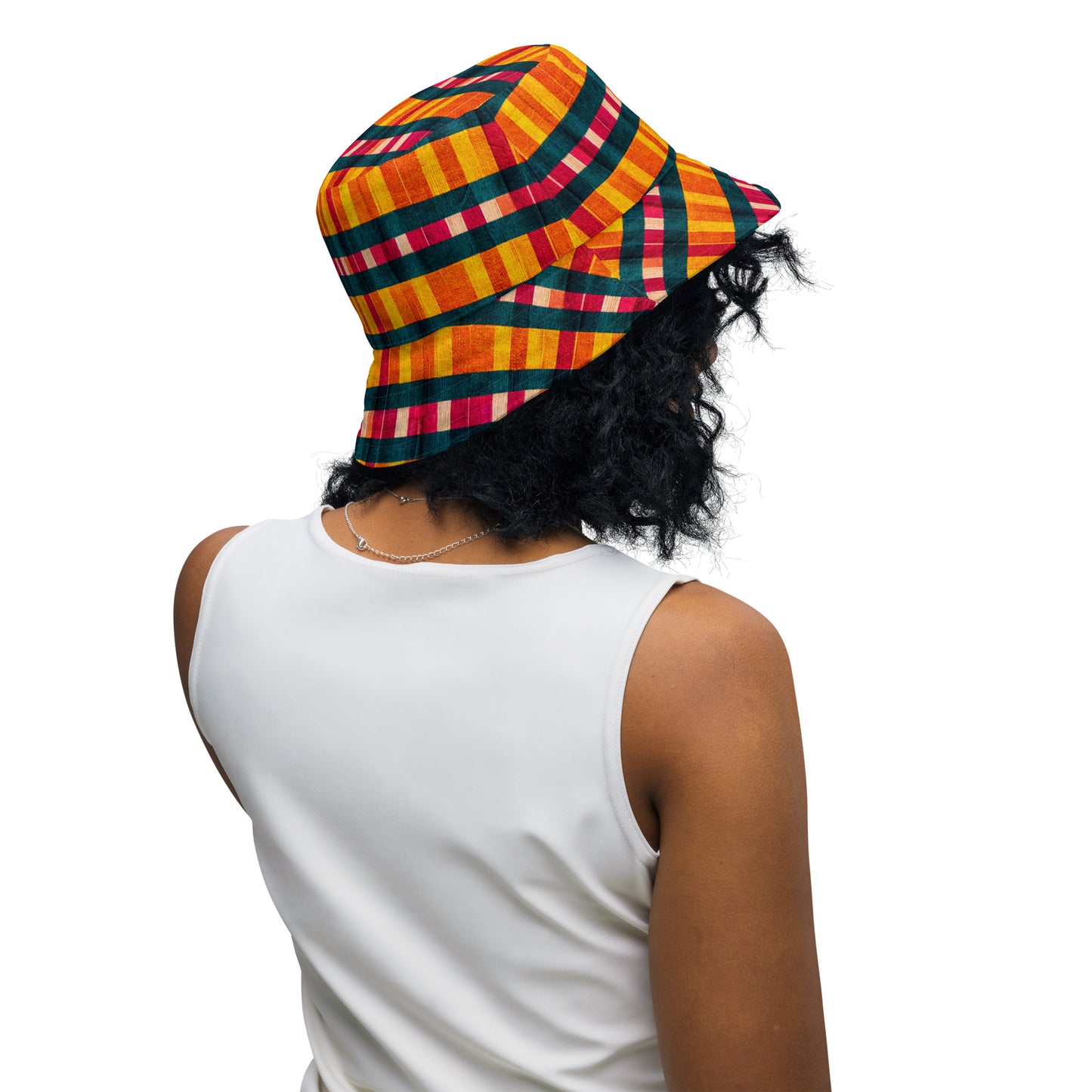 Tropical Fiesta Plaid Reversible bucket hat