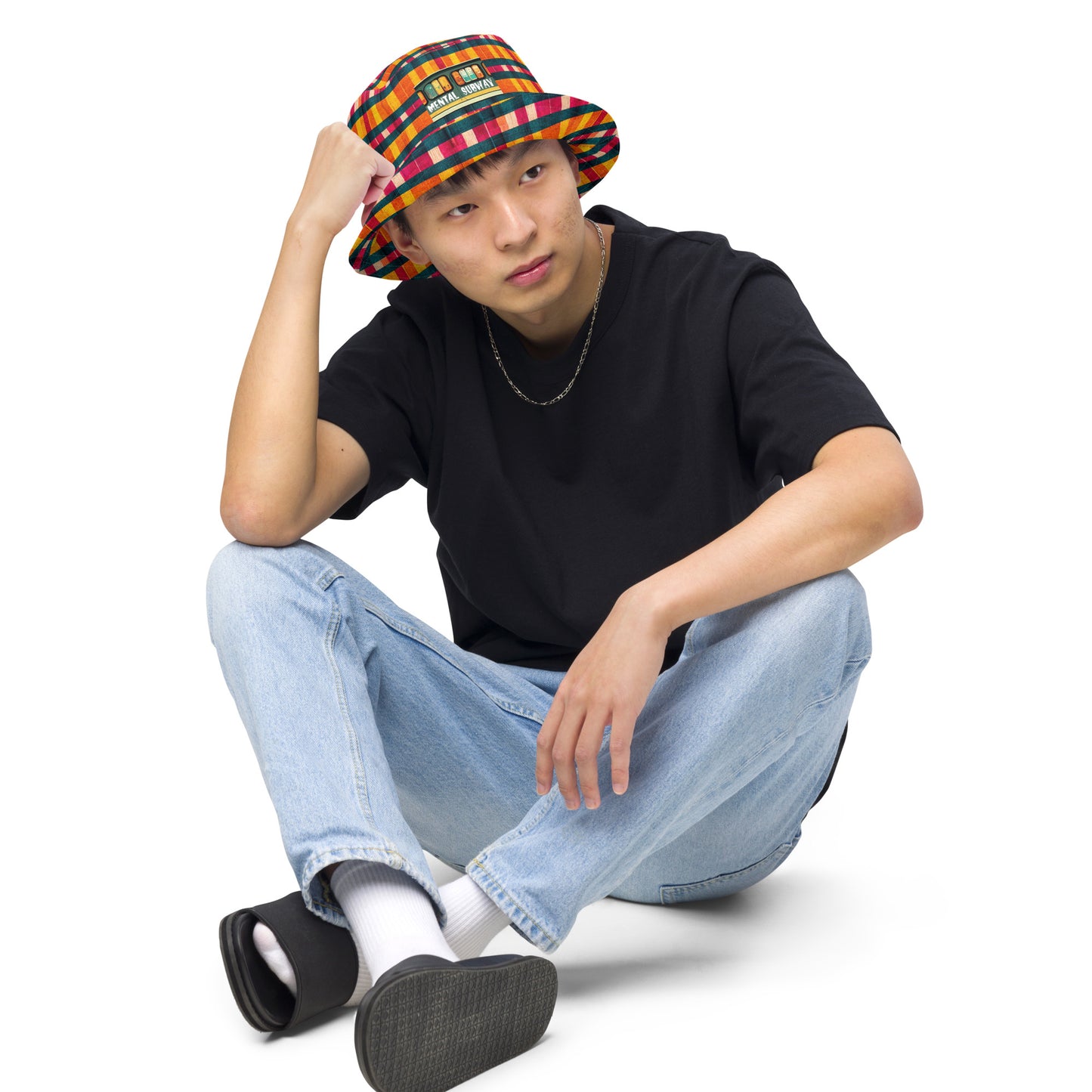 Tropical Fiesta Plaid Reversible bucket hat