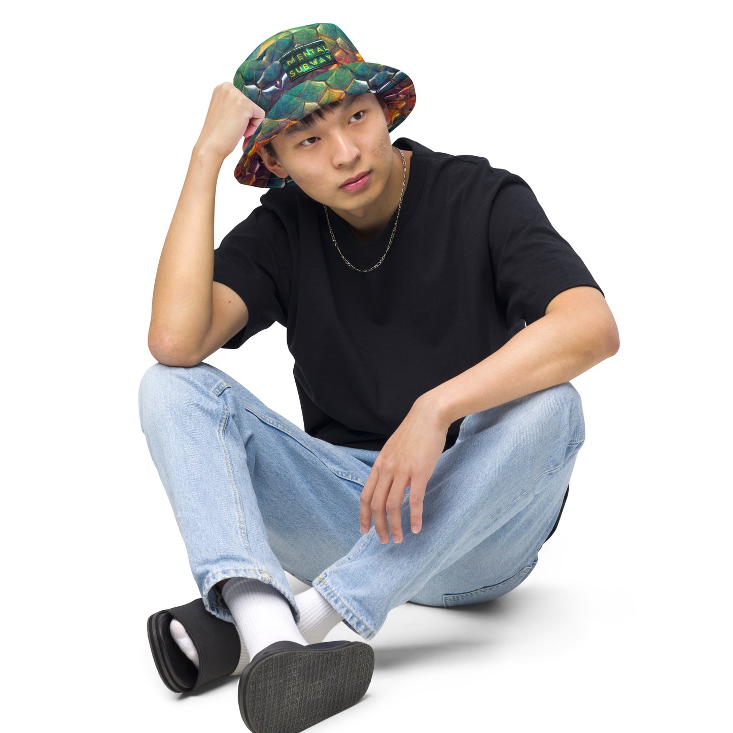 Prismijimmy, the Rainbow Guardian Dragon Reversible bucket hat