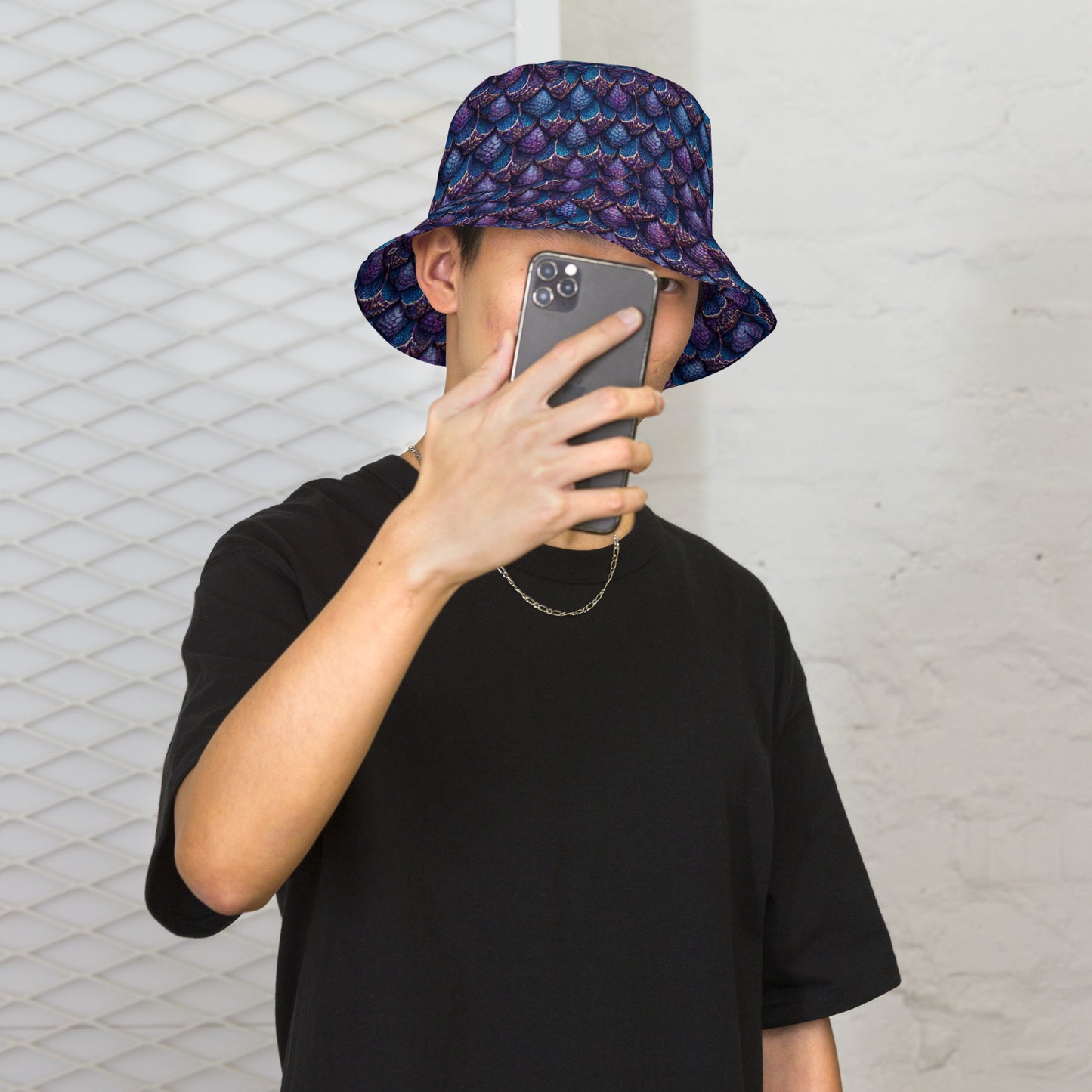 Luminosa, the Radiant Amethyst Drakon Reversible bucket hat