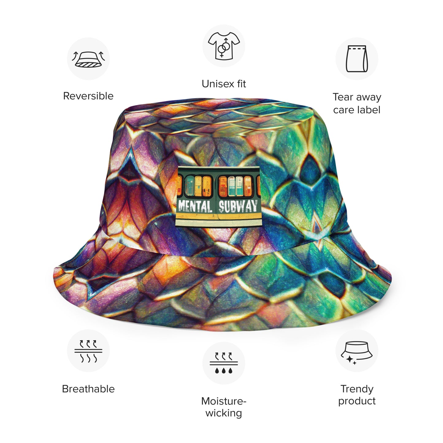 Margonithia, the Glittering Rainbow Sovereign Reversible bucket hat