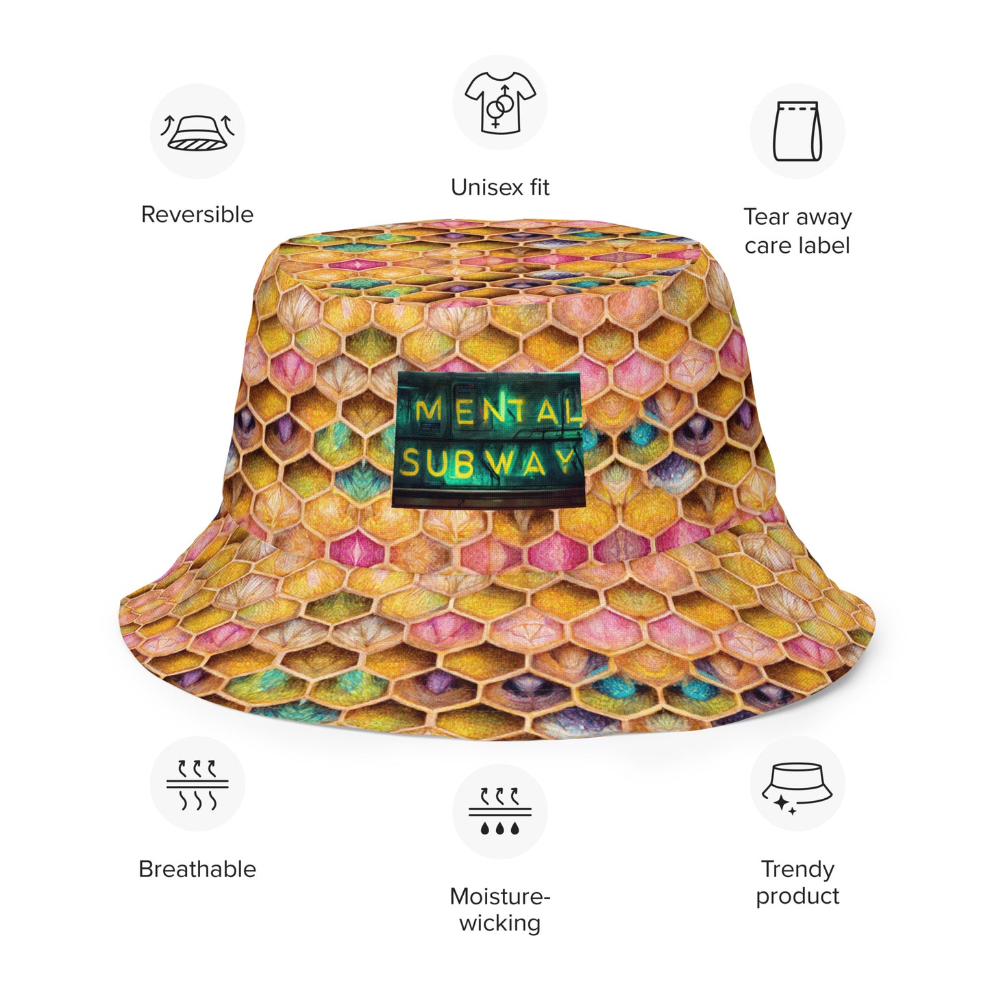 Rainbow Hive Radiance Reversible bucket hat