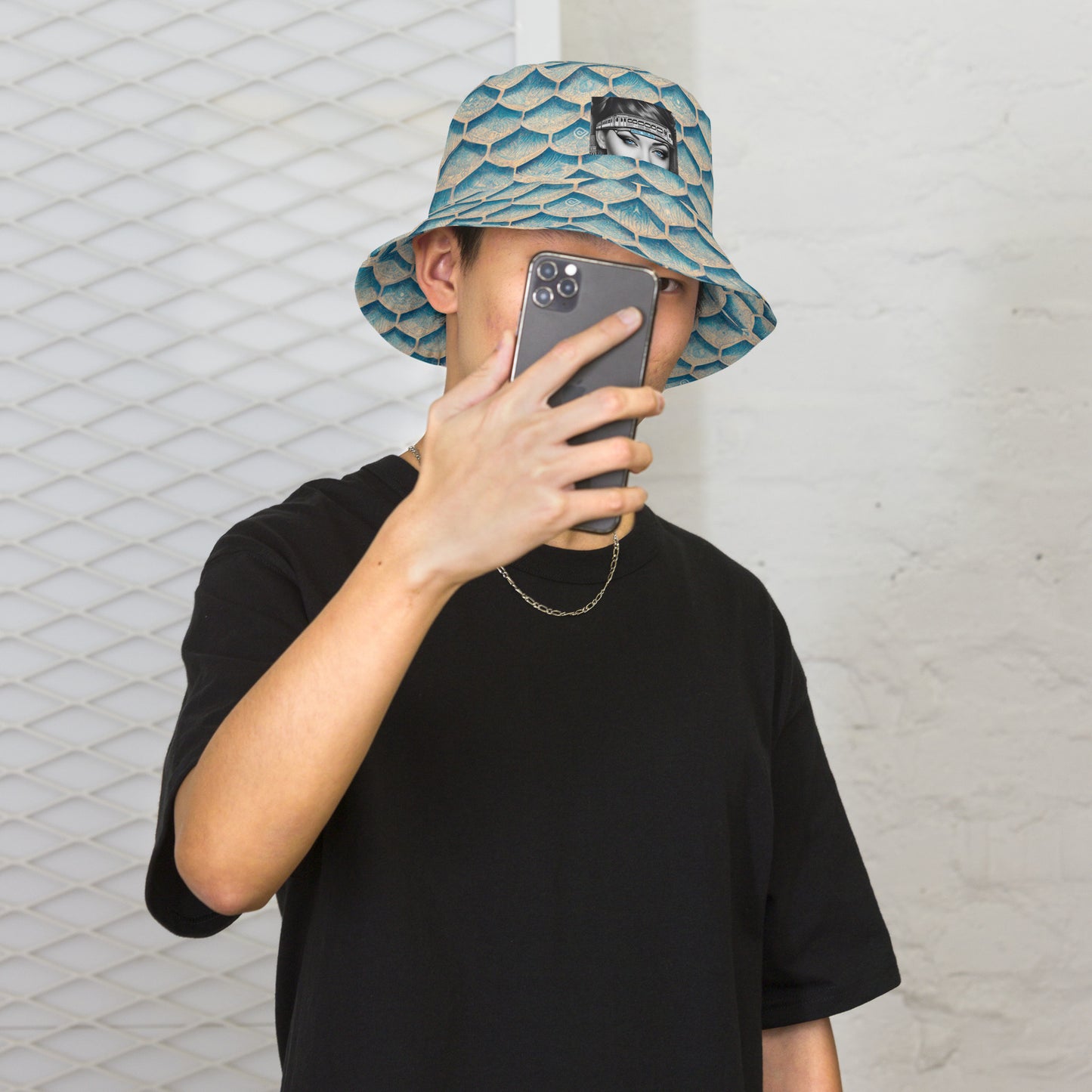Seafoam Scales Reversible bucket hat