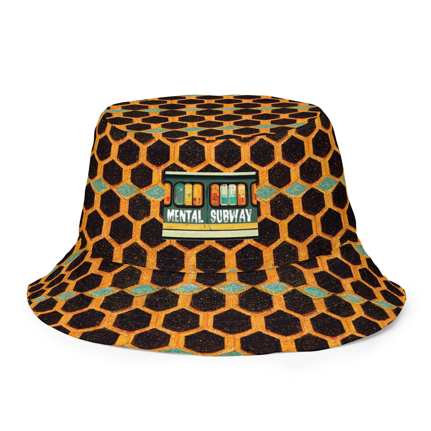 Teal and Gold Bee Bungalow Reversible bucket hat