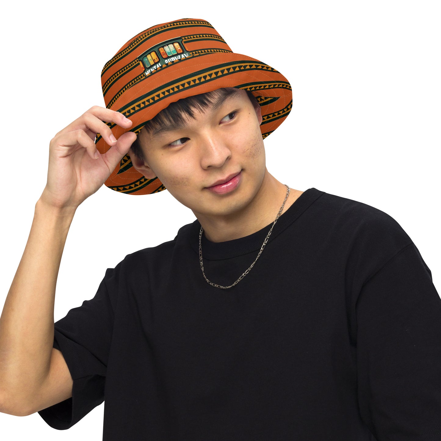 Timbuktu Tangerine Tapestry Reversible bucket hat