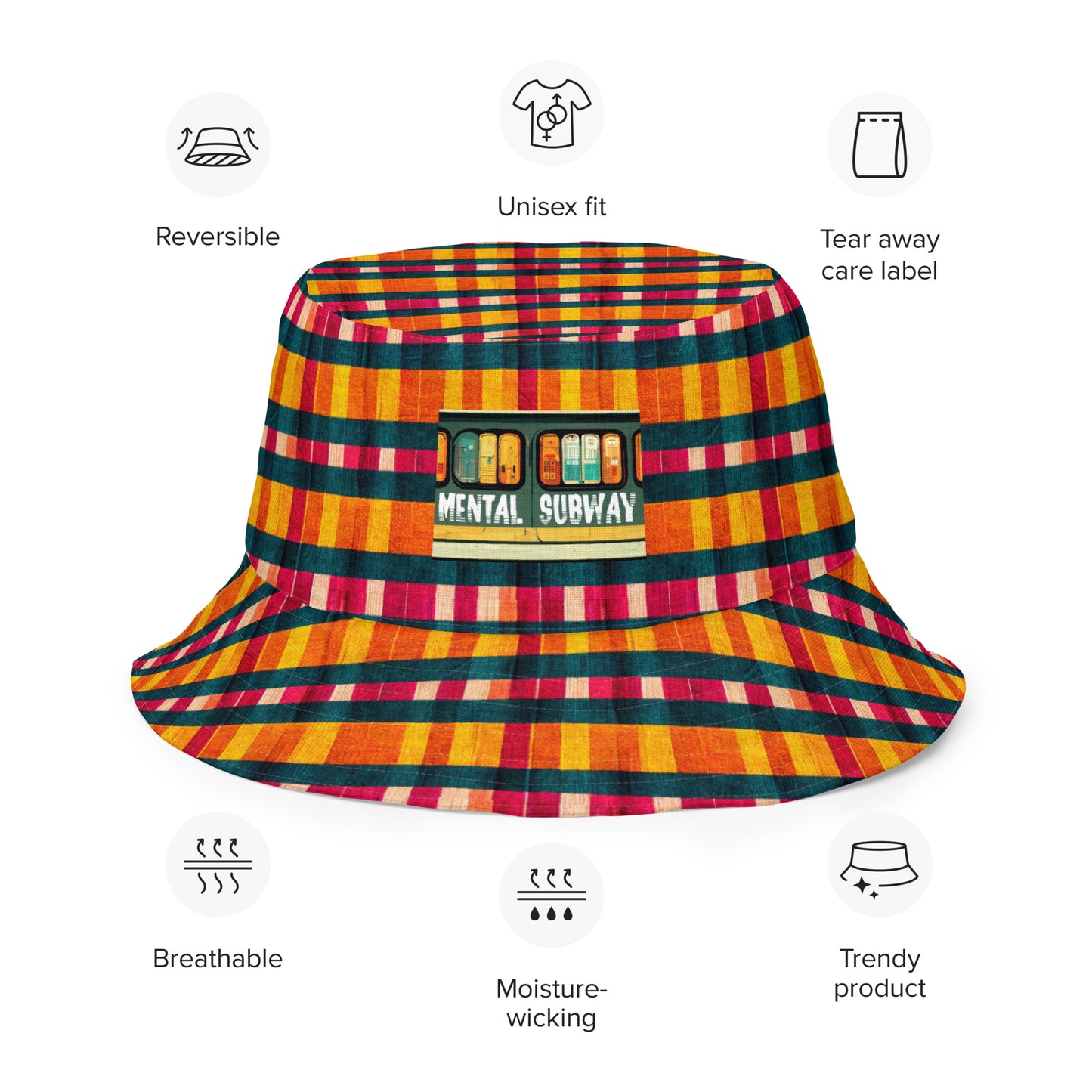 Tropical Fiesta Plaid Reversible bucket hat