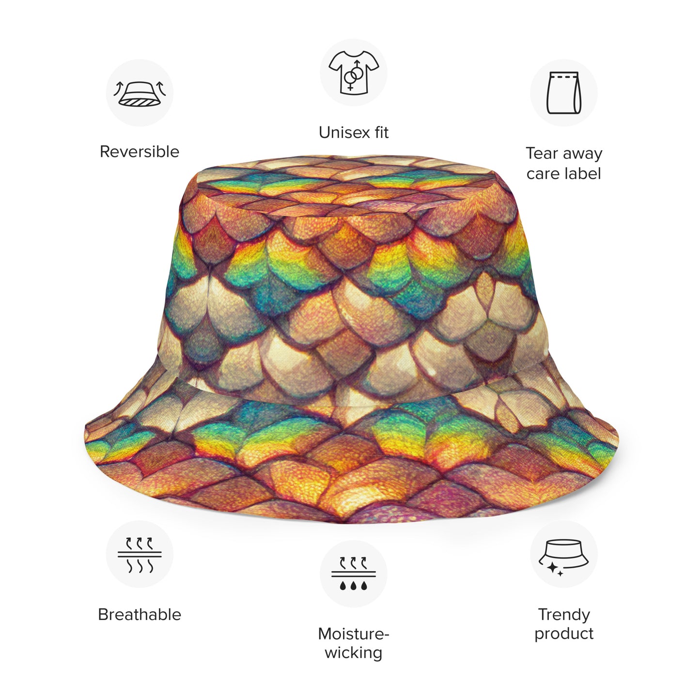 Cloeyra, the Radiant Aether Dragon Reversible bucket hat