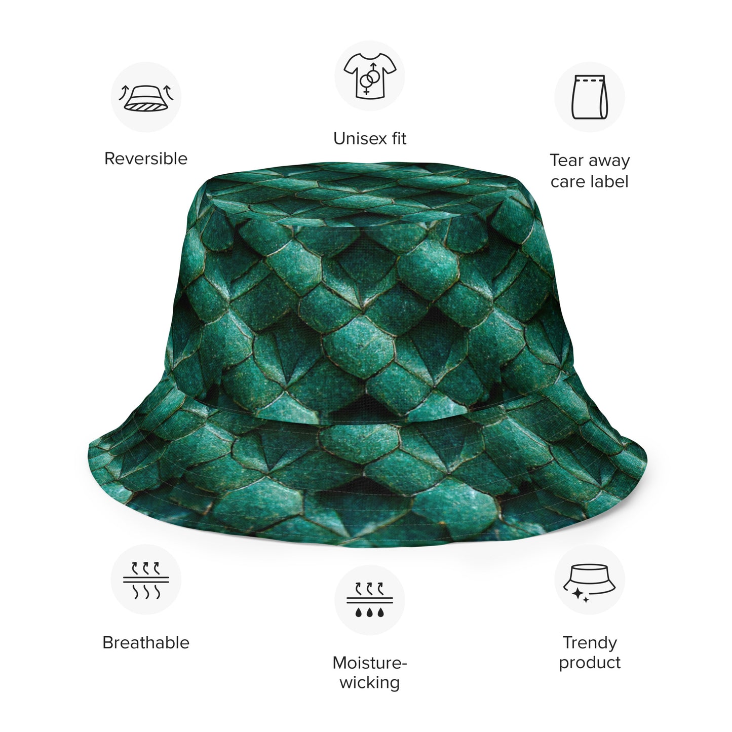 Emeralda the Great Forest Dragon Emeralda the Great Forest Dragon Reversible bucket hat