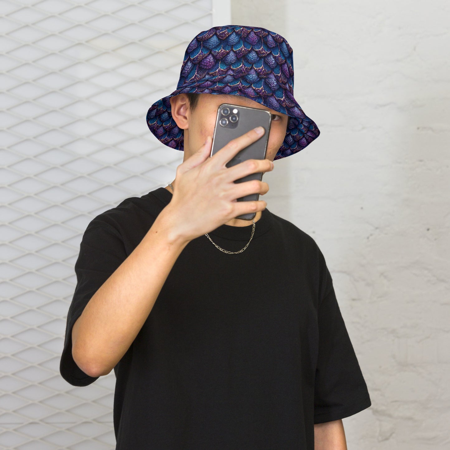 Luminosa, the Radiant Amethyst Drakon Reversible bucket hat