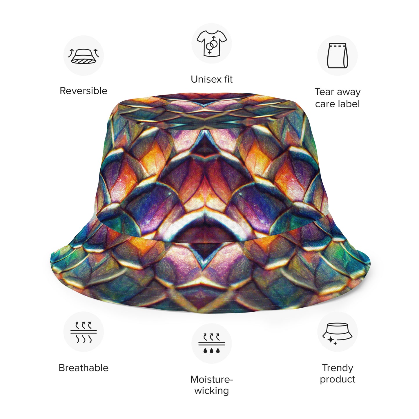 Margonithia, the Glittering Rainbow Sovereign Reversible bucket hat