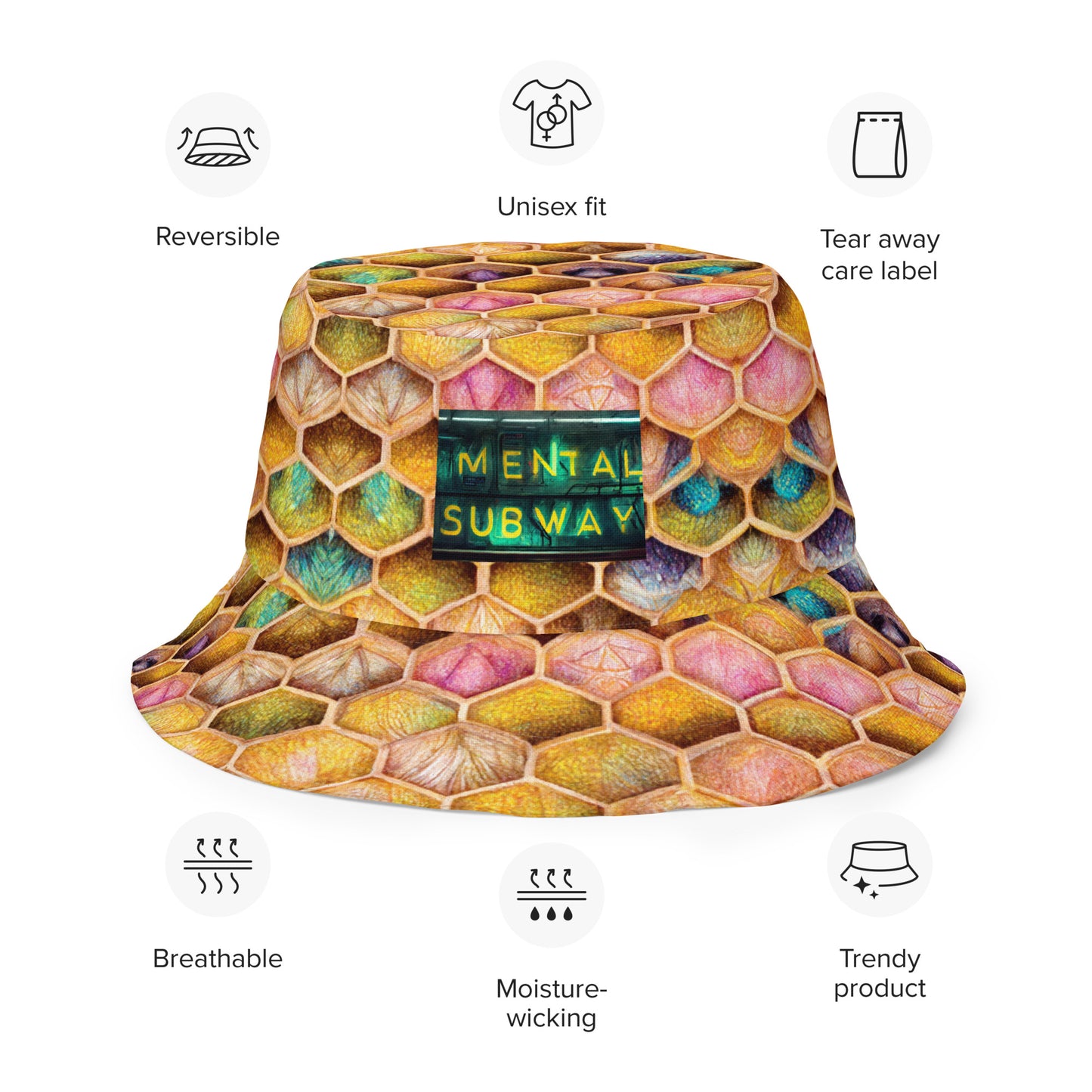 Rainbow Hive Radiance Reversible bucket hat
