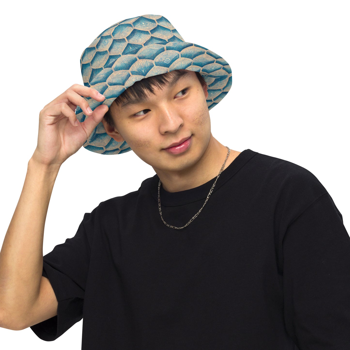 Seafoam Scales Reversible bucket hat