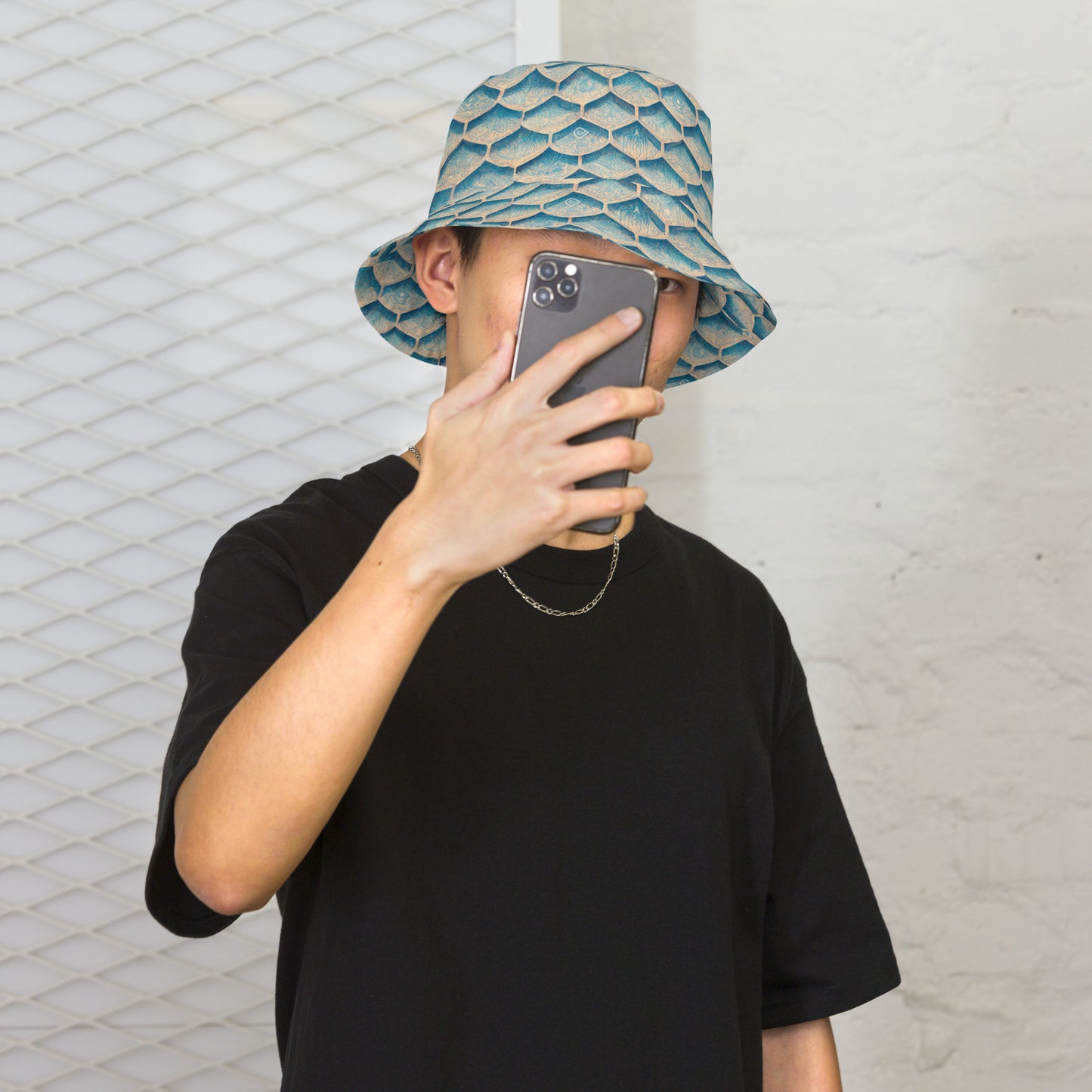 Seafoam Scales Reversible bucket hat