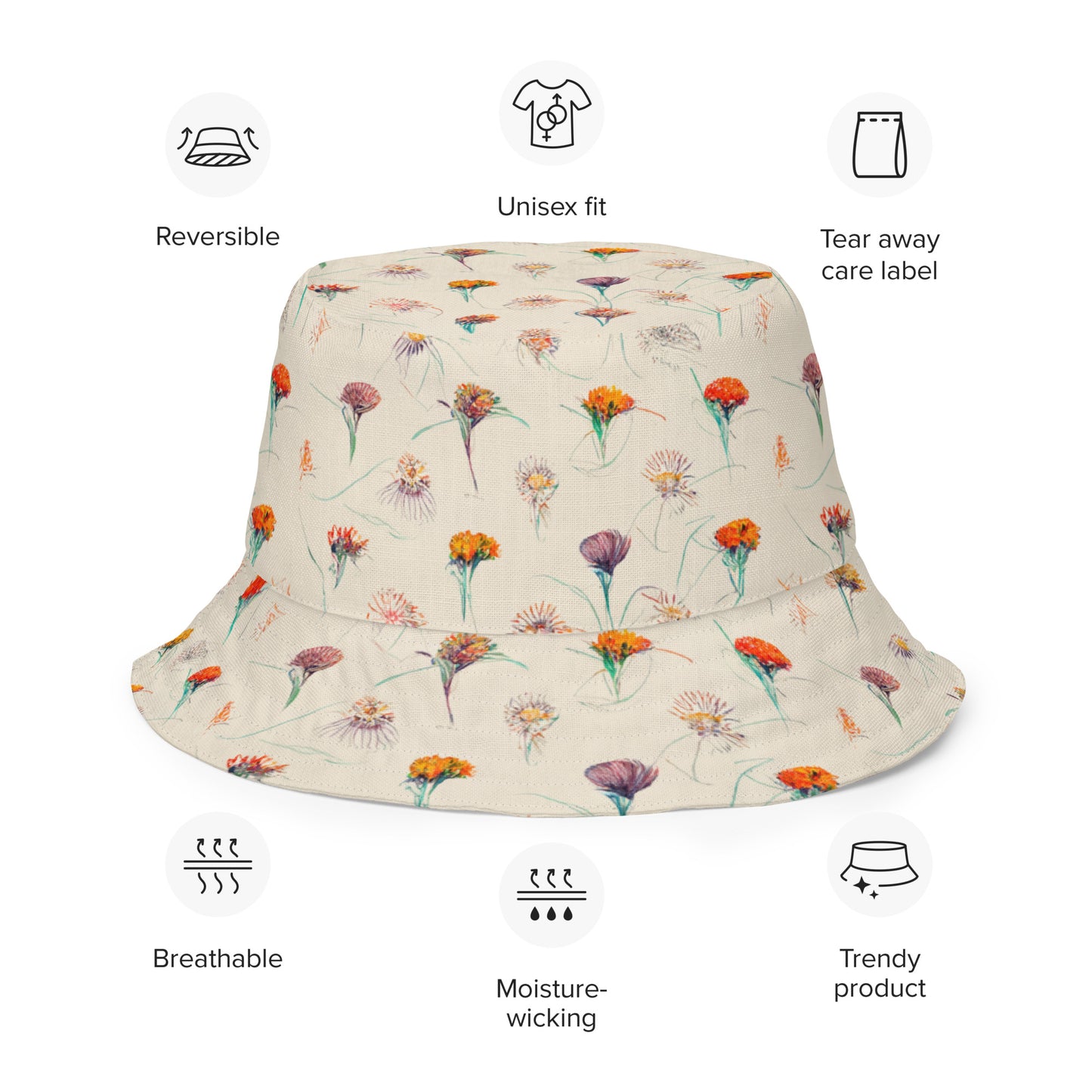 Sketches in Bloom Reversible bucket hat