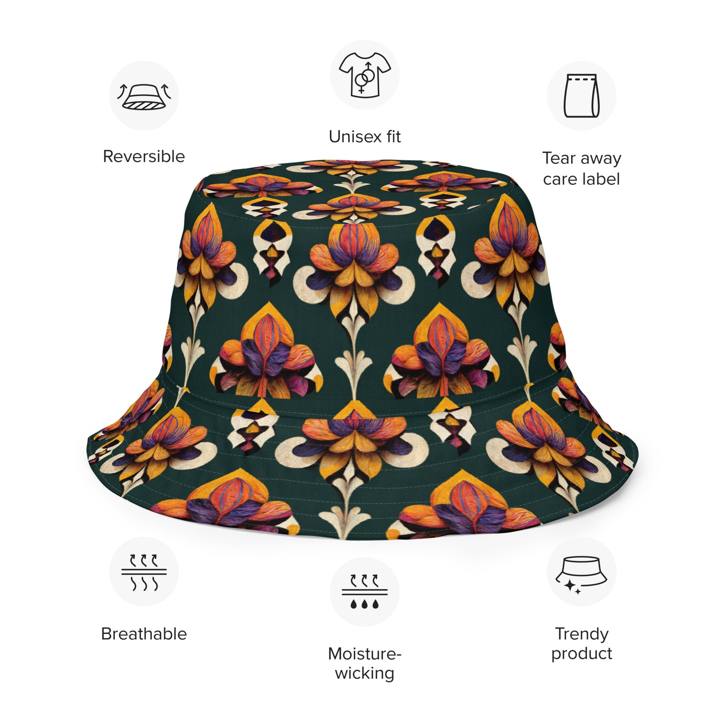 Taza’s Radiant Petals Reversible bucket hat