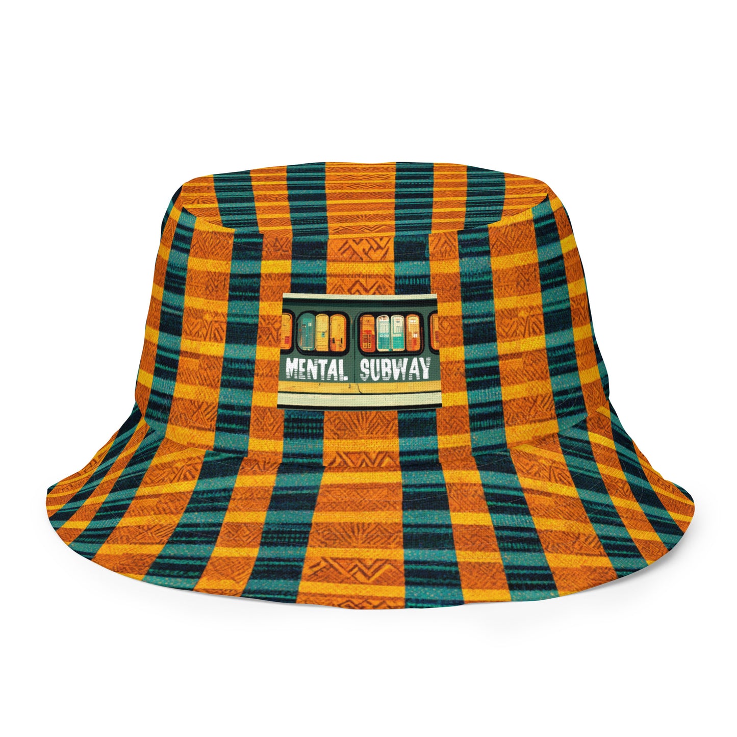 Teal & Tangerine Tapestry Reversible bucket hat