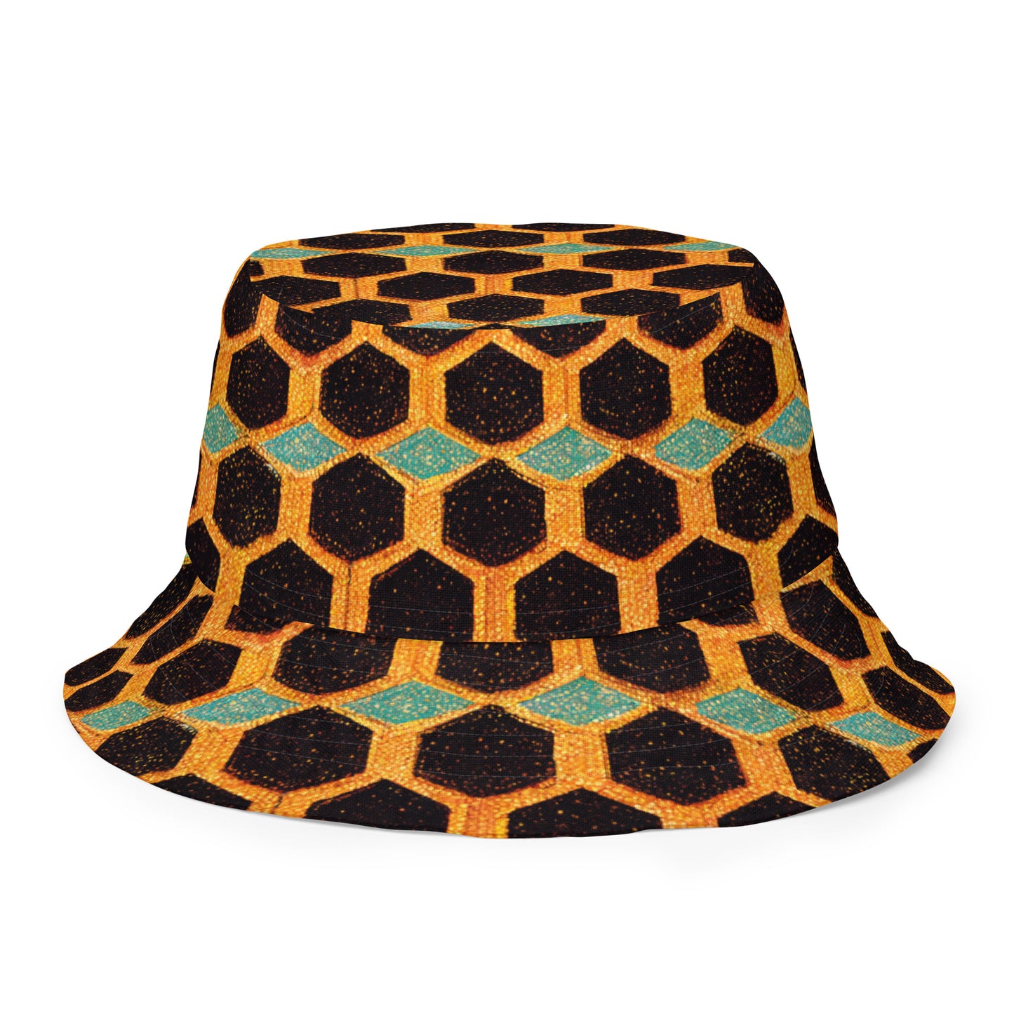 Teal and Gold Bee Bungalow Reversible bucket hat