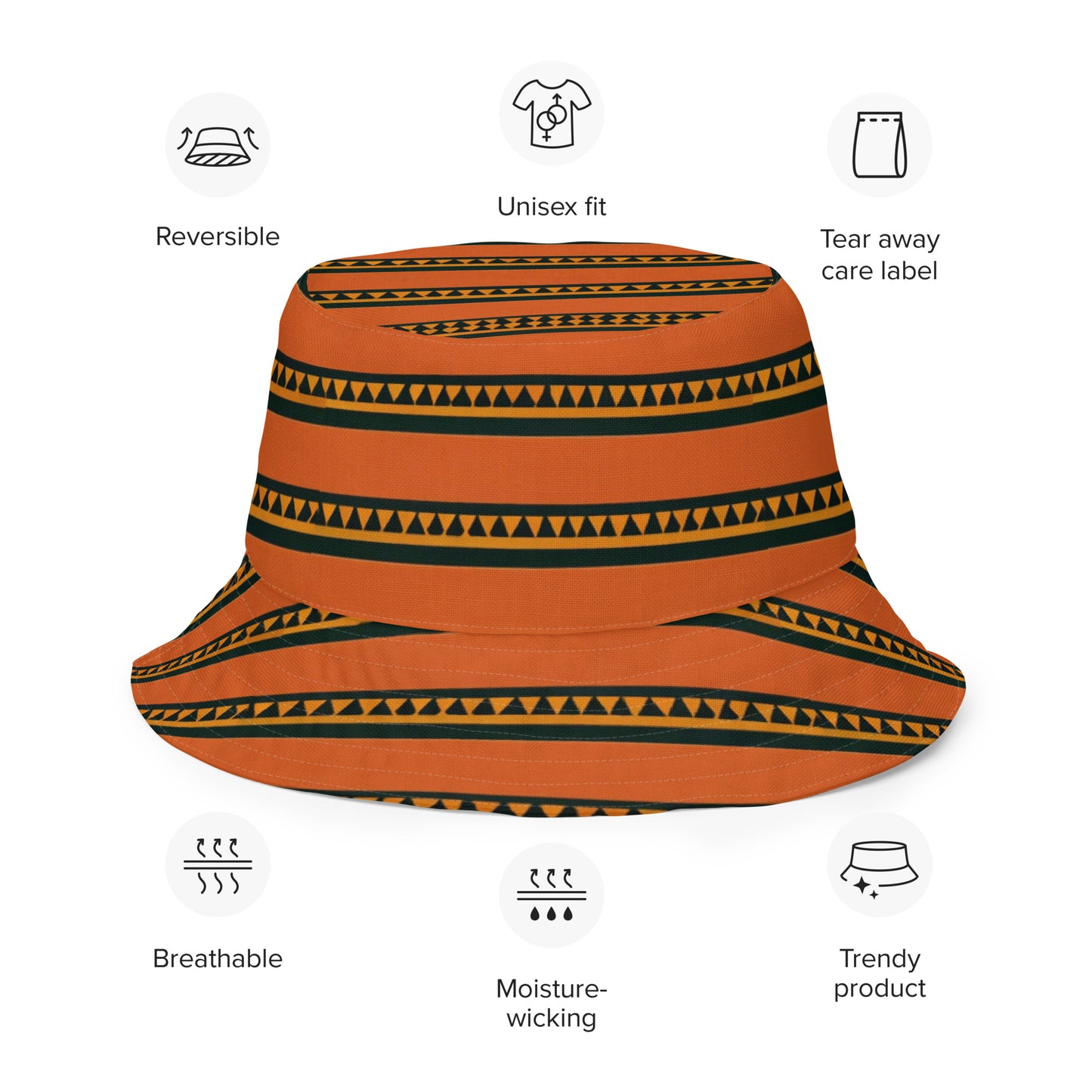 Timbuktu Tangerine Tapestry Reversible bucket hat
