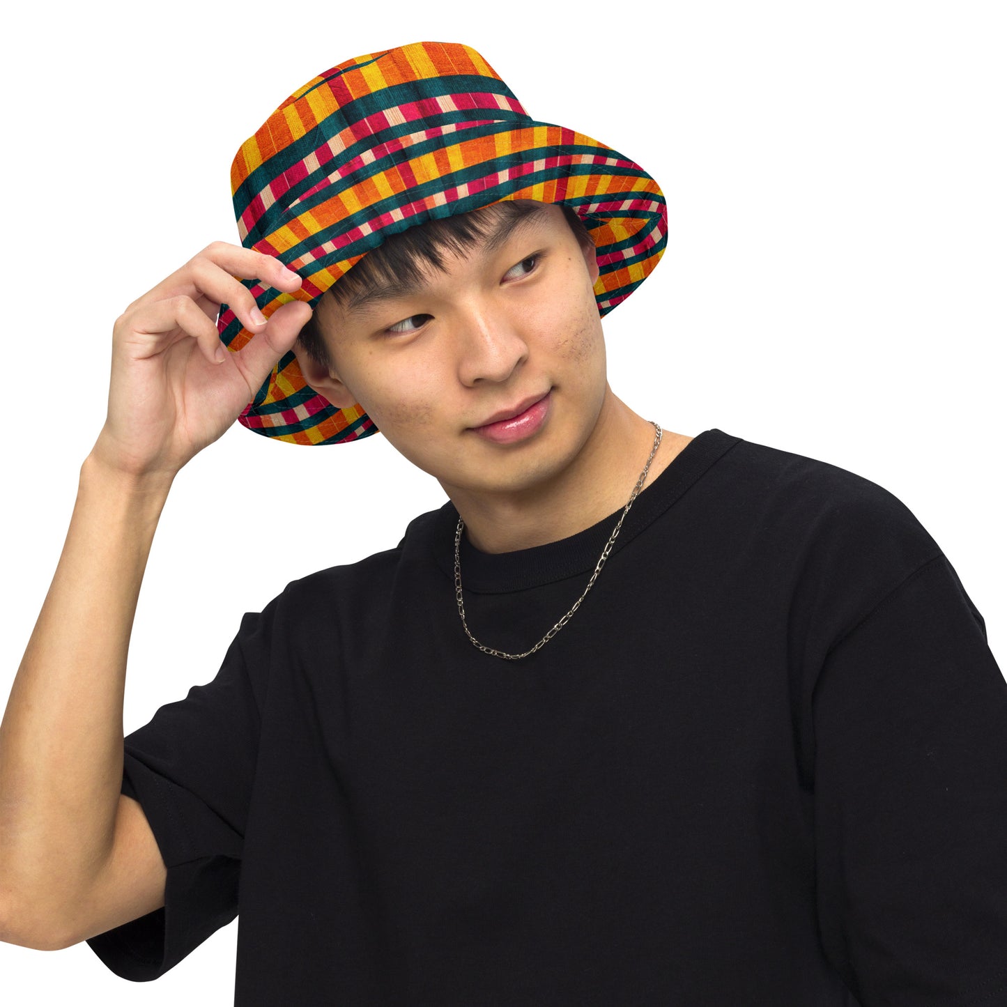 Tropical Fiesta Plaid Reversible bucket hat