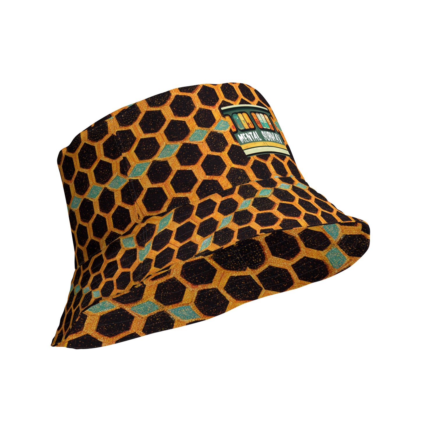 Teal and Gold Bee Bungalow Reversible bucket hat