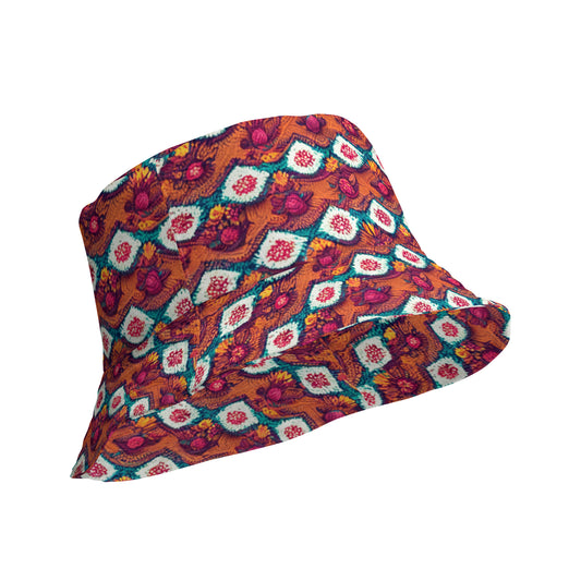 Pink and Orange Facets Reversible bucket hat
