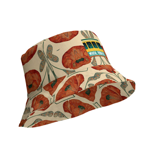 Poppies for Klimt Reversible bucket hat