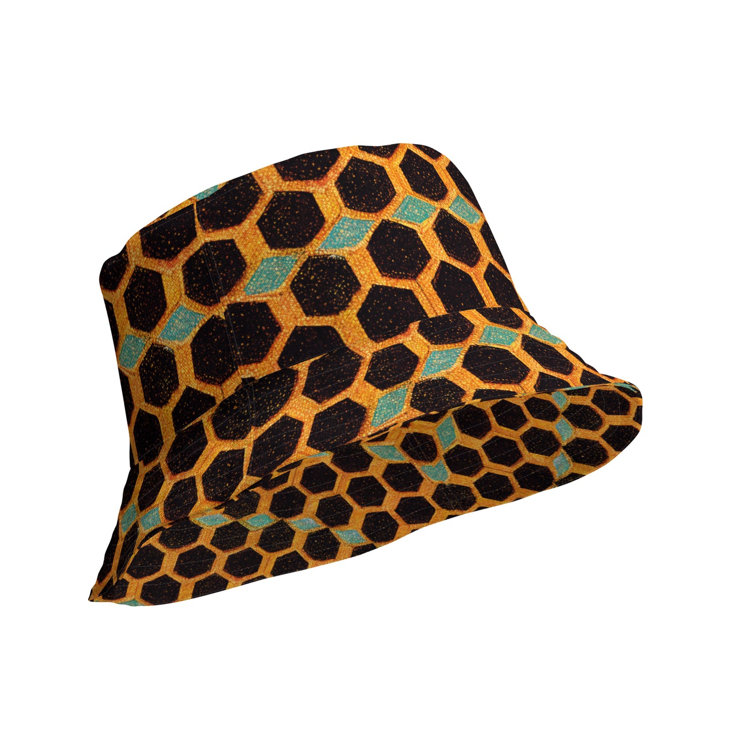Teal and Gold Bee Bungalow Reversible bucket hat