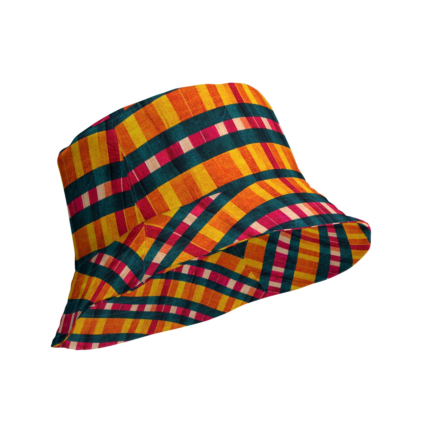 Tropical Fiesta Plaid Reversible bucket hat