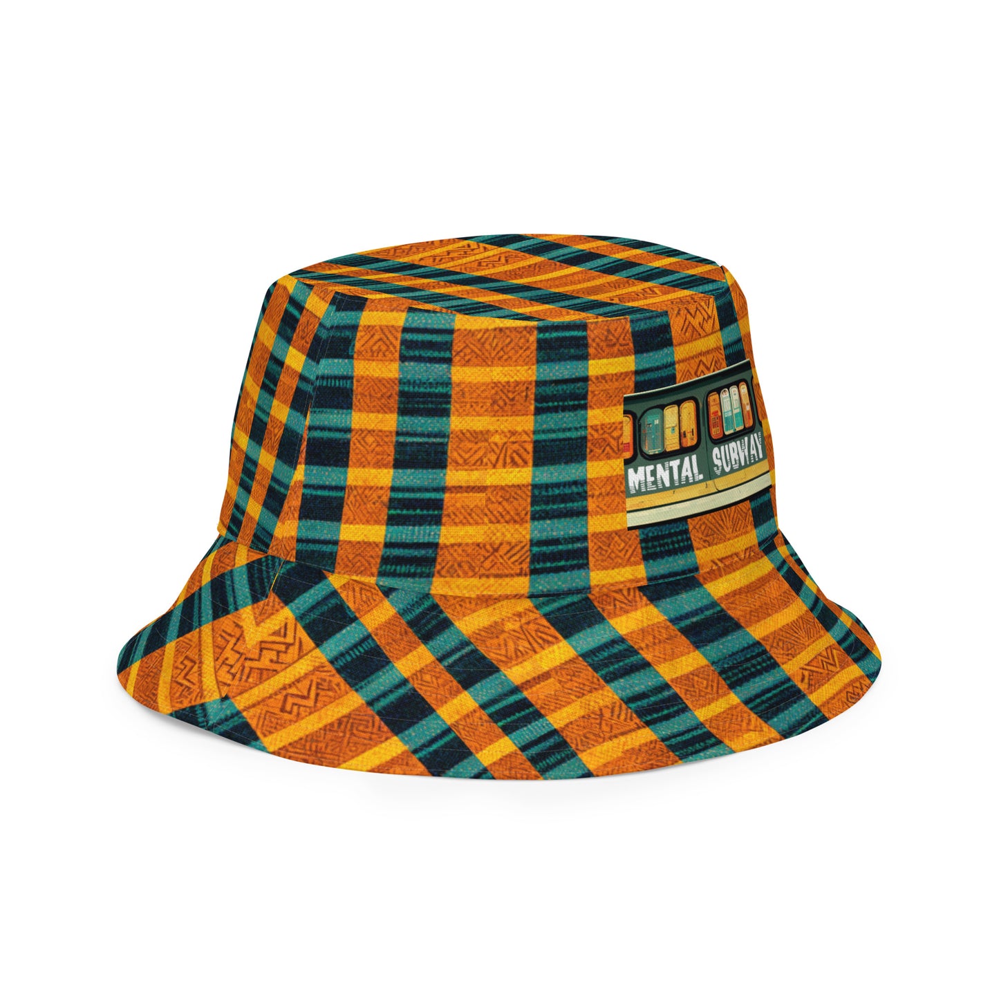 Teal & Tangerine Tapestry Reversible bucket hat